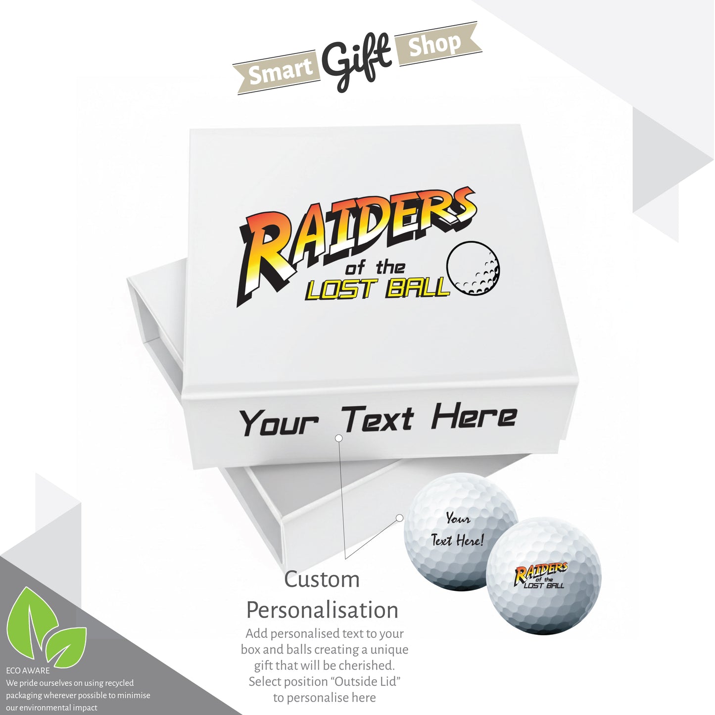 Indiana Jones: Personalised Branded 9 Golf Ball Set in Customised Box - Novelty Movie Themed Golfer's Gift, Father's Day, Retirement, Birthday