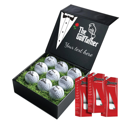 The Godfather Themed: Personalised Branded 9 Golf Ball Set in Customised Box - Golf Father Golfer's Gift, Father's Day, Wedding Favour, Birthday
