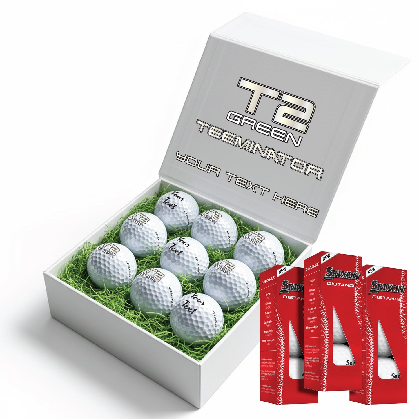 TEEMINATOR: Personalised Branded 9 Golf Ball Set in Customised Box - Novelty Movie Terminator Themed Golfer's Gift, Father's Day, Retirement, Birthday