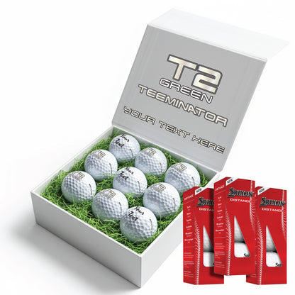TEEMINATOR: Personalised Branded 9 Golf Ball Set in Customised Box - Novelty Movie Terminator Themed Golfer's Gift, Father's Day, Retirement, Birthday