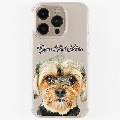 Personalised Pet Portrait Phone Case – Clear Silicone with Custom Brush Art Background | iPhone & Samsung