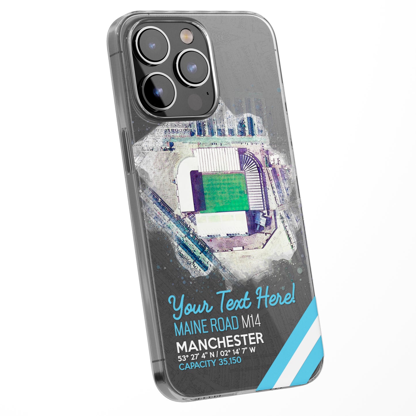 Personalised Phone Case Cover Football Team Stadium Water Colour Effect Style Customised for iPhone 16 15 14 13 12 11 Range