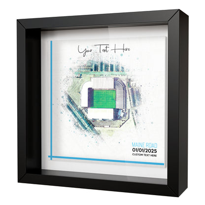 Framed Ceramic Tile Art: Personalised Football Stadium Art Print, Custom Aerial Map - ANY STADIUM Worldwide, Bespoke Text, Football Gift Keepsake