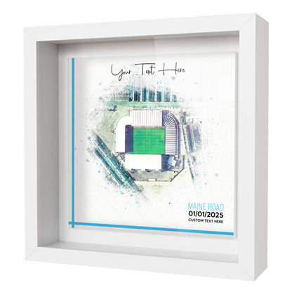 Framed Ceramic Tile Art: Personalised Football Stadium Art Print, Custom Aerial Map - ANY STADIUM Worldwide, Bespoke Text, Football Gift Keepsake