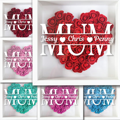 Personalised Framed Flower Floral Heart Mother's Day Custom Birthday Keepsake Unique Gift for Mum Mother Shadow Box Frame