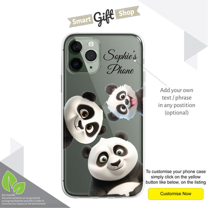 Giant Panda Custom Cartoon Phone Case Personalised CLEAR Cute Family Splatter Phone Cover Case for iPhone 16 15 14 13 12 11