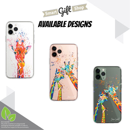 Giraffe Family Phone Case Personalised CLEAR Cute Splatter Phone Cover Case for iPhone 14 13 12