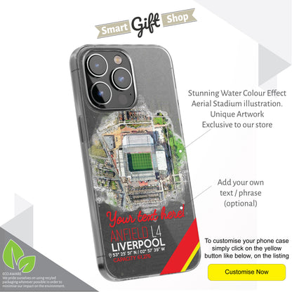 Personalised Phone Case Cover Football Team Stadium Water Colour Effect Style Customised for iPhone 16 15 14 13 12 11 Range
