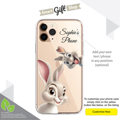 Rabbit Custom Cartoon Phone Case Personalised CLEAR Cute Family Splatter Phone Cover Case for iPhone 16 15 14 13 12 11