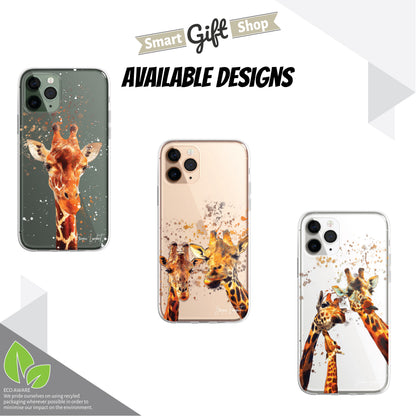 Giraffe Family Phone Case Personalised CLEAR Cute Splatter Phone Cover Case for iPhone 14 13 12