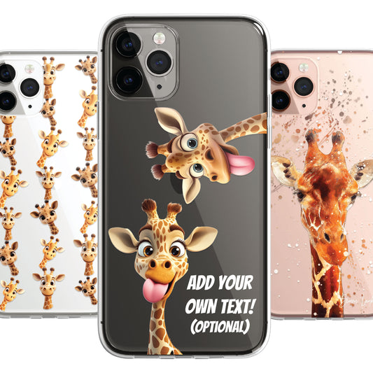 Giraffe Family Phone Case Personalised CLEAR Cute Splatter Phone Cover Case for iPhone 14 13 12