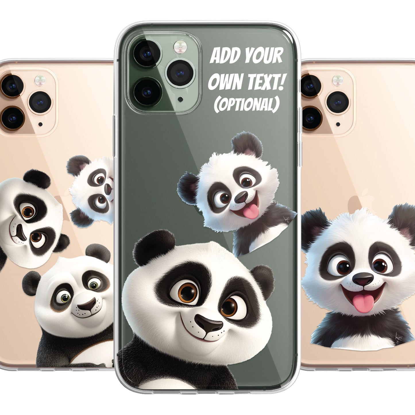 Giant Panda Custom Cartoon Phone Case Personalised CLEAR Cute Family Splatter Phone Cover Case for iPhone 16 15 14 13 12 11