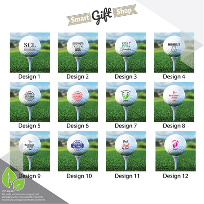 Personalised Branded 9 Golf Ball Set in Customised Box - Golfer's Gift, Father's Day, Wedding Favour, Birthday, Valentines, Pet Photo Text Logo