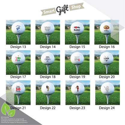 Personalised Branded 9 Golf Ball Set in Customised Box - Golfer's Gift, Father's Day, Wedding Favour, Birthday, Valentines, Pet Photo Text Logo