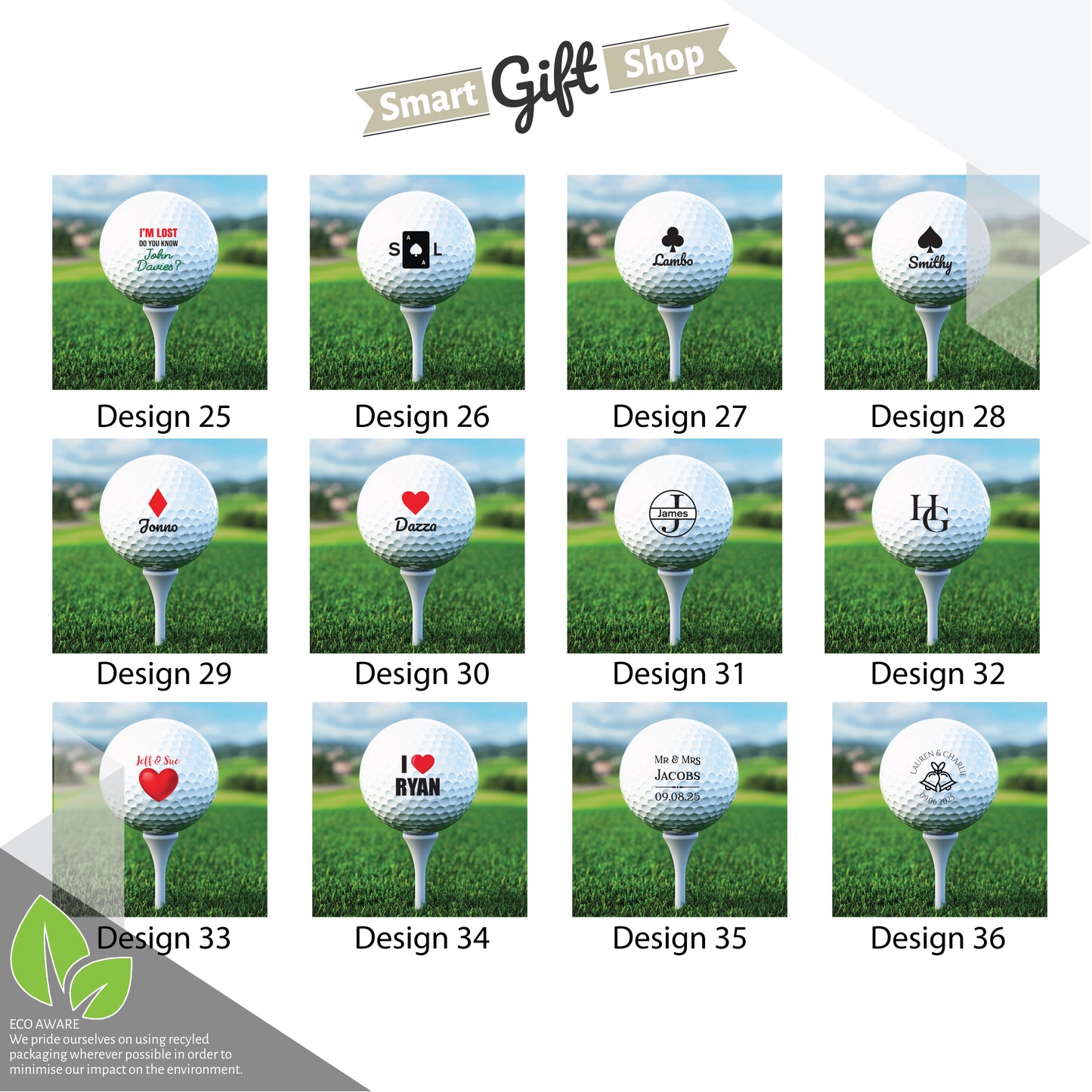 Personalised Branded 9 Golf Ball Set in Customised Box - Golfer's Gift, Father's Day, Wedding Favour, Birthday, Valentines, Pet Photo Text Logo