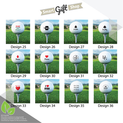 Personalised Branded 9 Golf Ball Set in Customised Box - Golfer's Gift, Father's Day, Wedding Favour, Birthday, Valentines, Pet Photo Text Logo