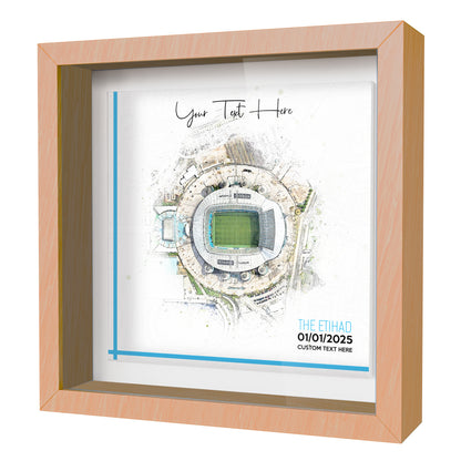 Framed Ceramic Tile Art: Personalised Football Stadium Art Print, Custom Aerial Map - ANY STADIUM Worldwide, Bespoke Text, Football Gift Keepsake