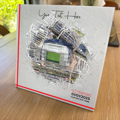 Personalised Football Stadium Aerial Watercolour Style Artwork on Mounted Ceramic Tile