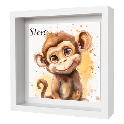 Personalised Baby Monkey Artwork - Framed CERAMIC TILE Print
