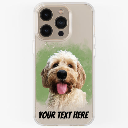 Personalised Pet Portrait Phone Case – Clear Silicone with Custom Brush Art Background | iPhone & Samsung