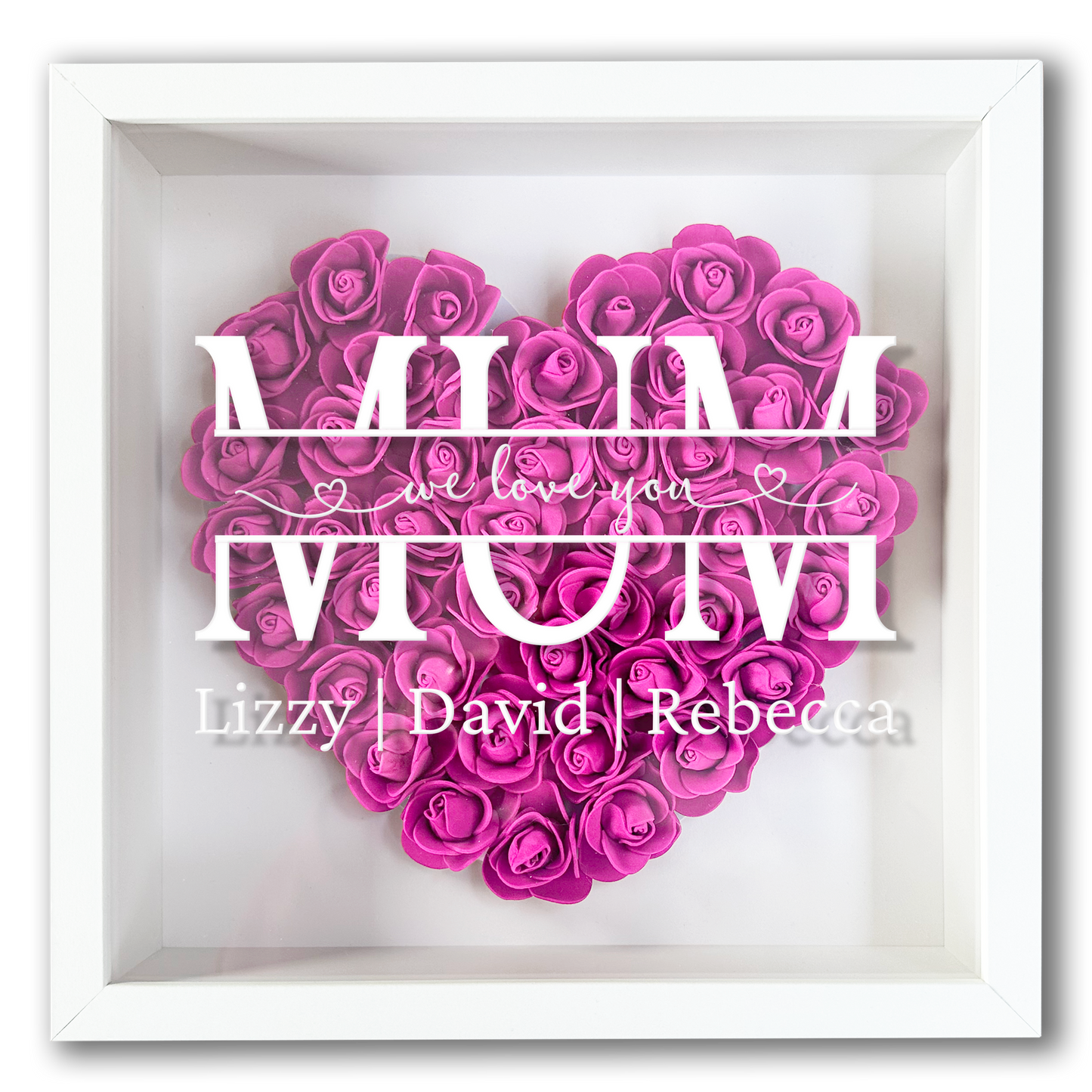 Personalised Framed Flower Floral Heart Mother's Day Custom Birthday Keepsake Unique Gift for Mum Mother Shadow Box Frame