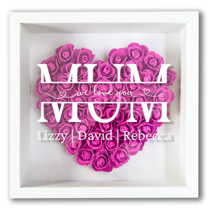 Personalised Framed Flower Floral Heart Mother's Day Custom Birthday Keepsake Unique Gift for Mum Mother Shadow Box Frame