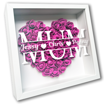 Personalised Framed Flower Floral Heart Mother's Day Custom Birthday Keepsake Unique Gift for Mum Mother Shadow Box Frame