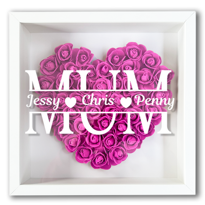 Personalised Framed Flower Floral Heart Mother's Day Custom Birthday Keepsake Unique Gift for Mum Mother Shadow Box Frame