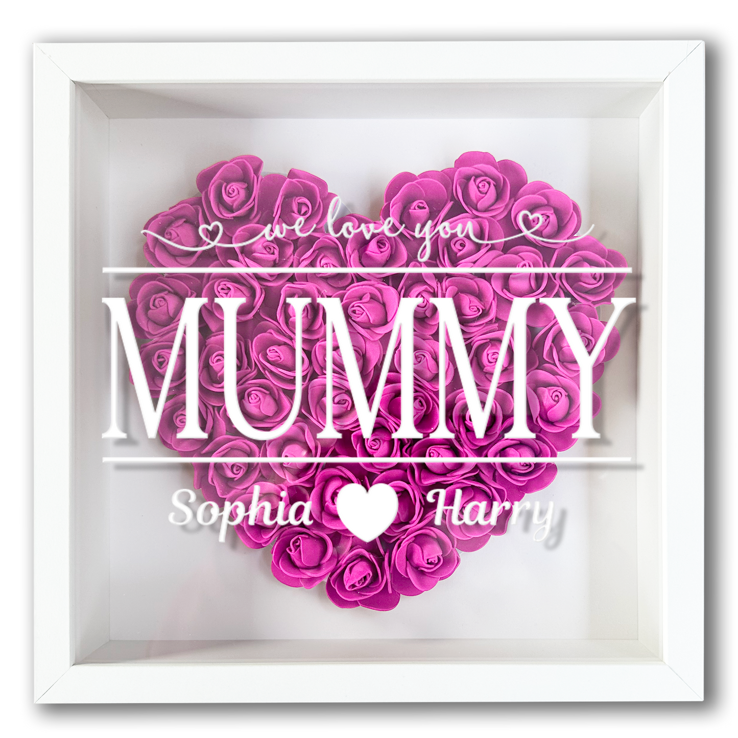 Personalised Framed Flower Floral Heart Mother's Day Custom Birthday Keepsake Unique Gift for Mum Mother Shadow Box Frame