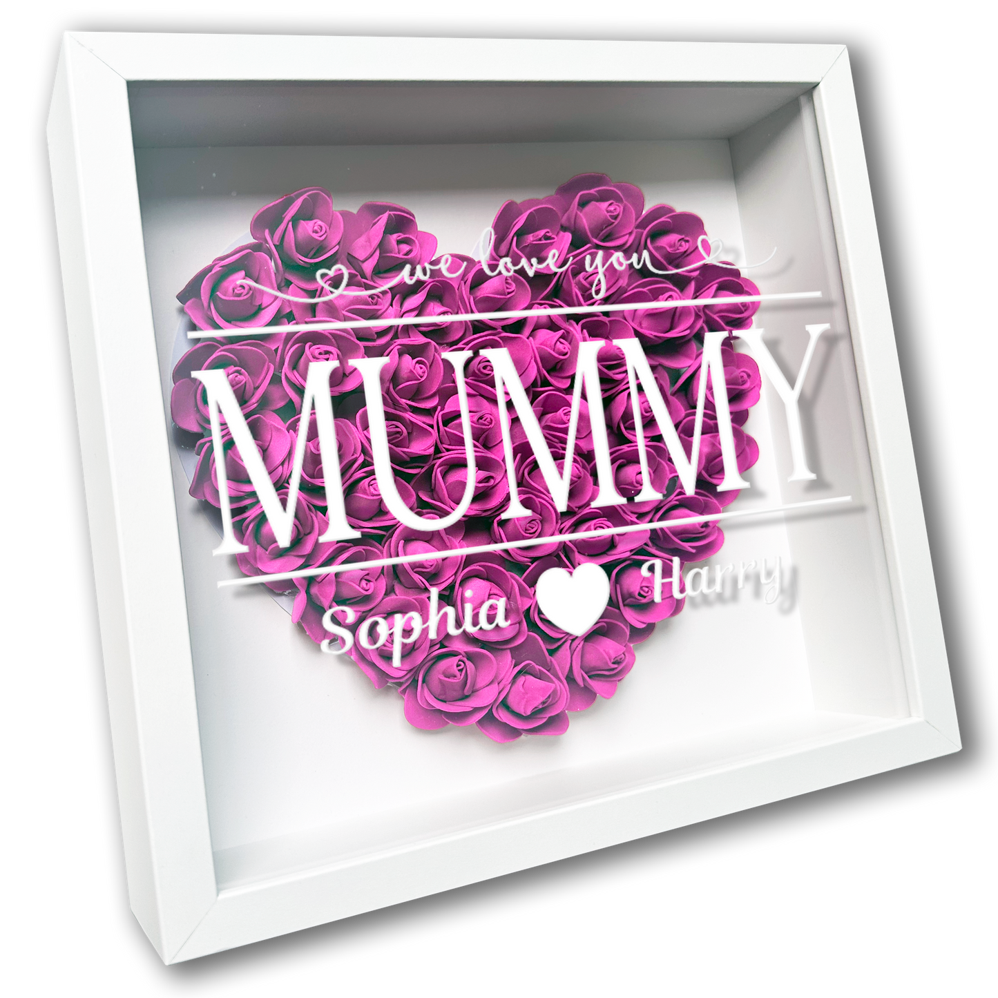 Personalised Framed Flower Floral Heart Mother's Day Custom Birthday Keepsake Unique Gift for Mum Mother Shadow Box Frame