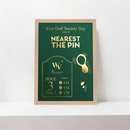 Custom Golf Hole Gold Foil Print Keepsake - The Windmill Village Golf Course, Longest Drive, Nearest the Pin