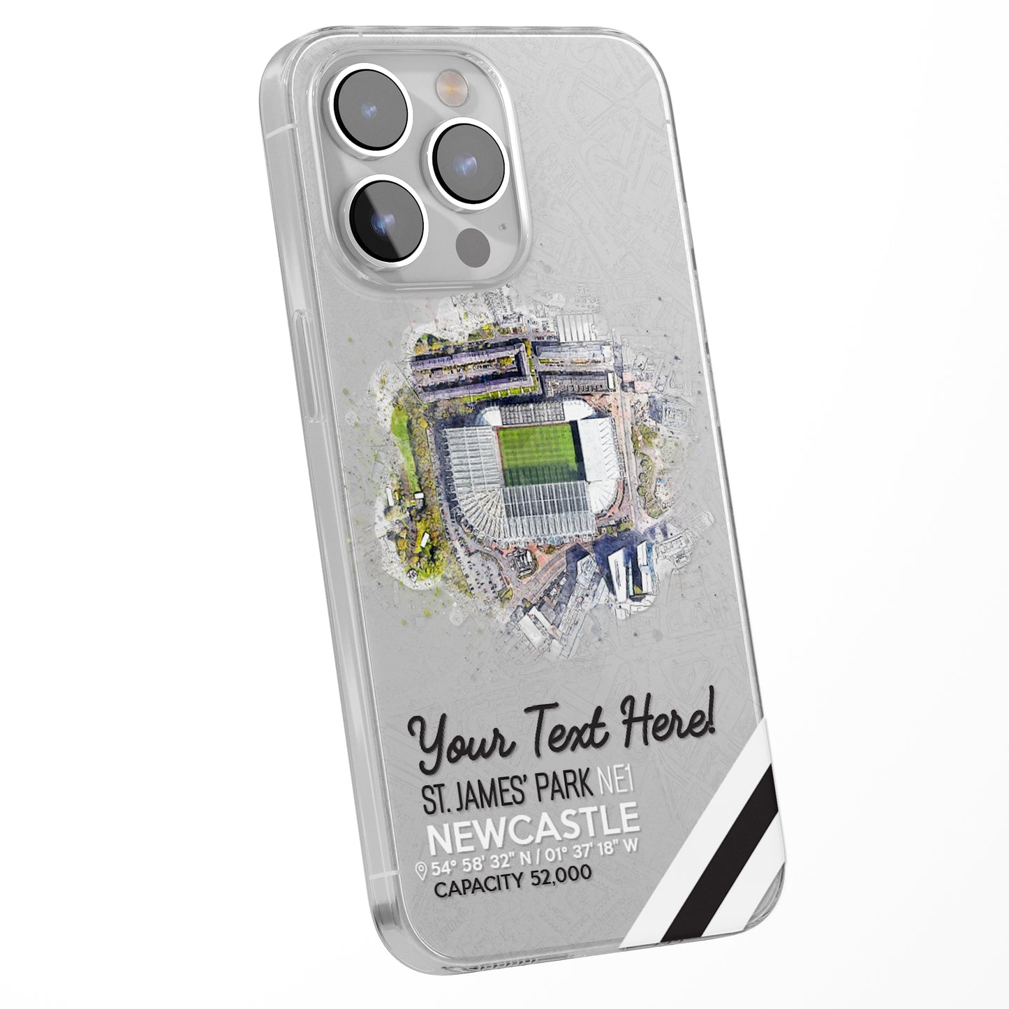 Personalised Phone Case Cover Football Team Stadium Water Colour Effect Style Customised for iPhone 16 15 14 13 12 11 Range