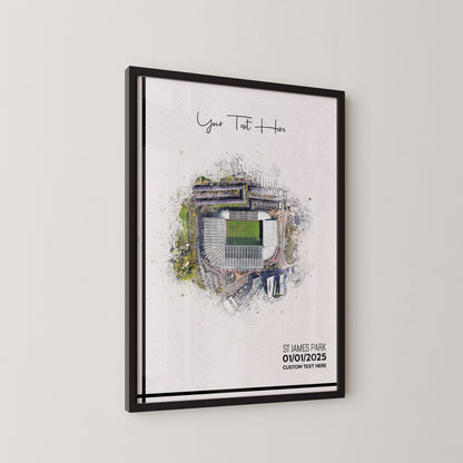 Bespoke Stadium Design Football Stadium Poster Artwork, Personalised Watercolour Art Print, Custom Aerial Layout - Framing options available ANY STADIUM Worldwide.