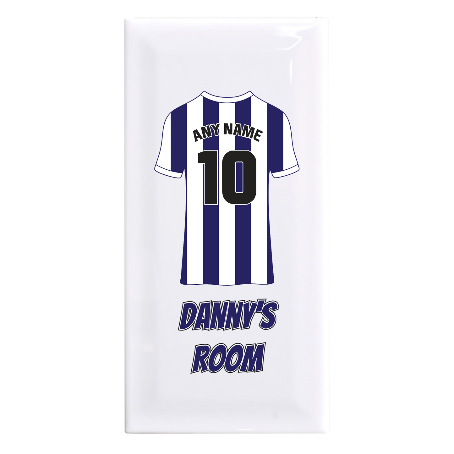 Personalised Premium Ceramic Children's Football Door Plaque - Premier Championship Football Team Shirt Style