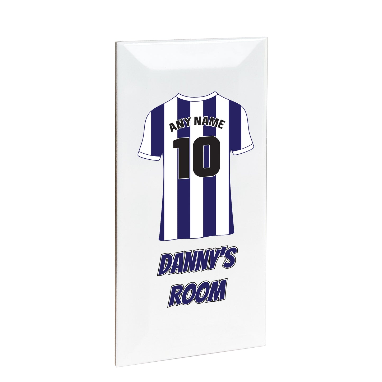 Personalised Premium Ceramic Children's Football Door Plaque - Premier Championship Football Team Shirt Style