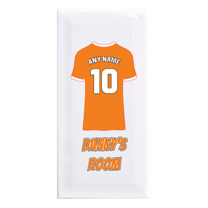 Personalised Premium Ceramic Children's Football Door Plaque - Premier Championship Football Team Shirt Style