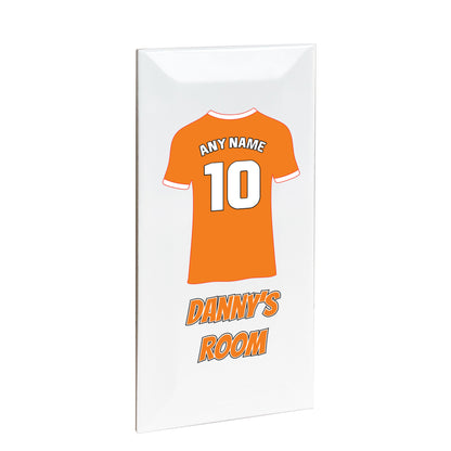 Personalised Premium Ceramic Children's Football Door Plaque - Premier Championship Football Team Shirt Style