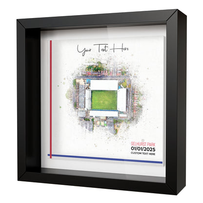 Framed Ceramic Tile Art: Personalised Football Stadium Art Print, Custom Aerial Map - ANY STADIUM Worldwide, Bespoke Text, Football Gift Keepsake