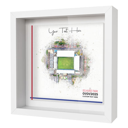 Framed Ceramic Tile Art: Personalised Football Stadium Art Print, Custom Aerial Map - ANY STADIUM Worldwide, Bespoke Text, Football Gift Keepsake