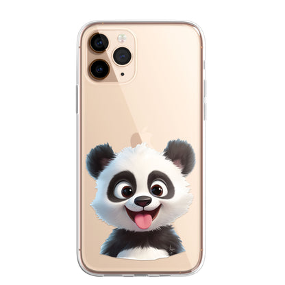 Giant Panda Custom Cartoon Phone Case Personalised CLEAR Cute Family Splatter Phone Cover Case for iPhone 16 15 14 13 12 11
