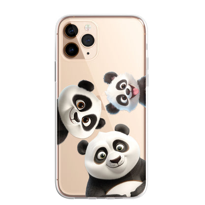 Giant Panda Custom Cartoon Phone Case Personalised CLEAR Cute Family Splatter Phone Cover Case for iPhone 16 15 14 13 12 11