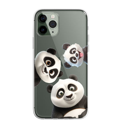 Giant Panda Custom Cartoon Phone Case Personalised CLEAR Cute Family Splatter Phone Cover Case for iPhone 16 15 14 13 12 11