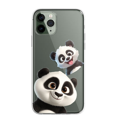 Giant Panda Custom Cartoon Phone Case Personalised CLEAR Cute Family Splatter Phone Cover Case for iPhone 16 15 14 13 12 11