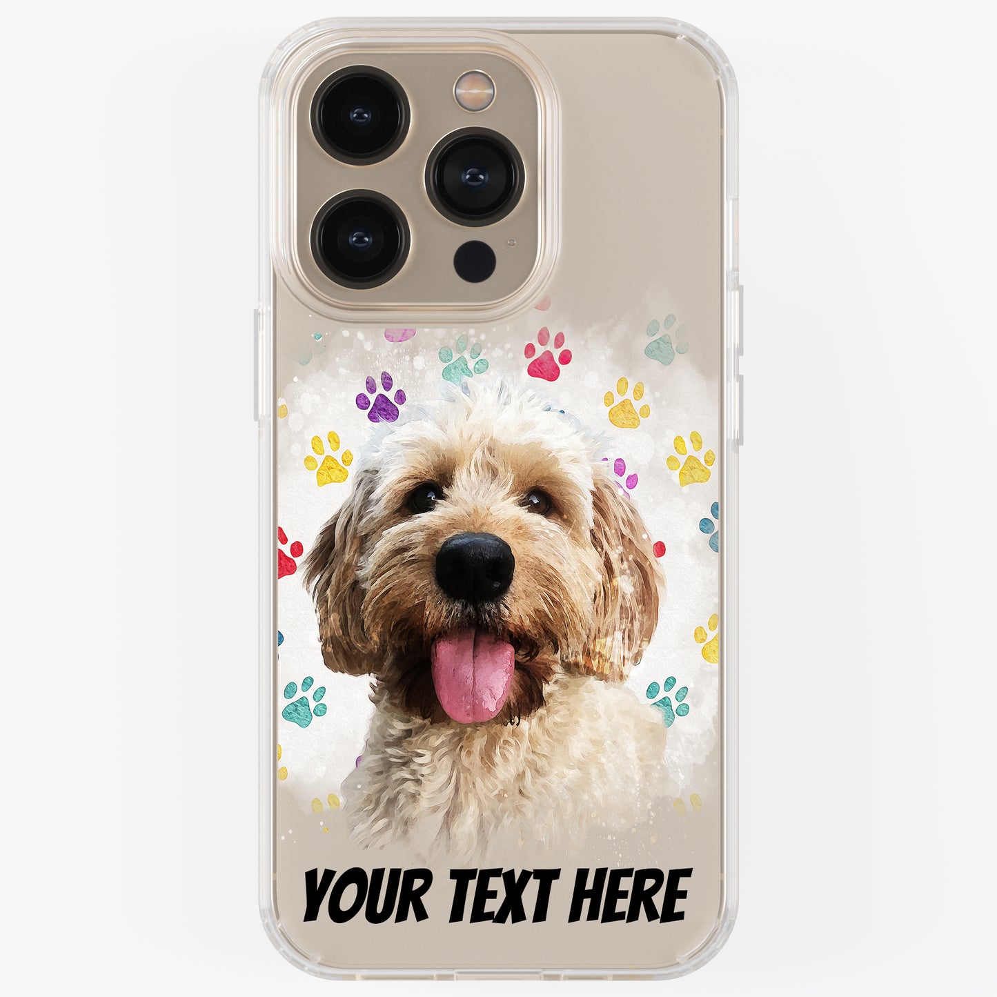 Personalised Pet Portrait Phone Case – Clear Silicone with Custom Brush Art Background | iPhone & Samsung