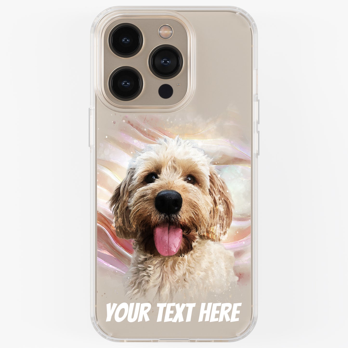 Personalised Pet Portrait Phone Case – Clear Silicone with Custom Brush Art Background | iPhone & Samsung
