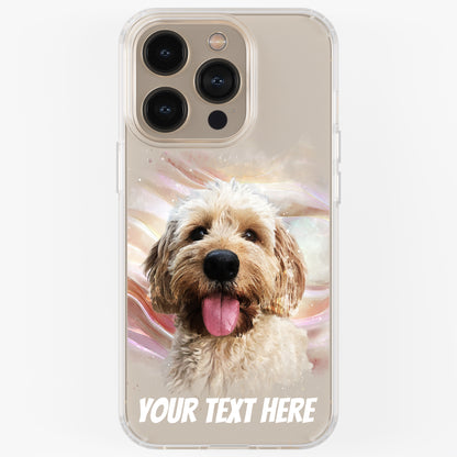 Personalised Pet Portrait Phone Case – Clear Silicone with Custom Brush Art Background | iPhone & Samsung