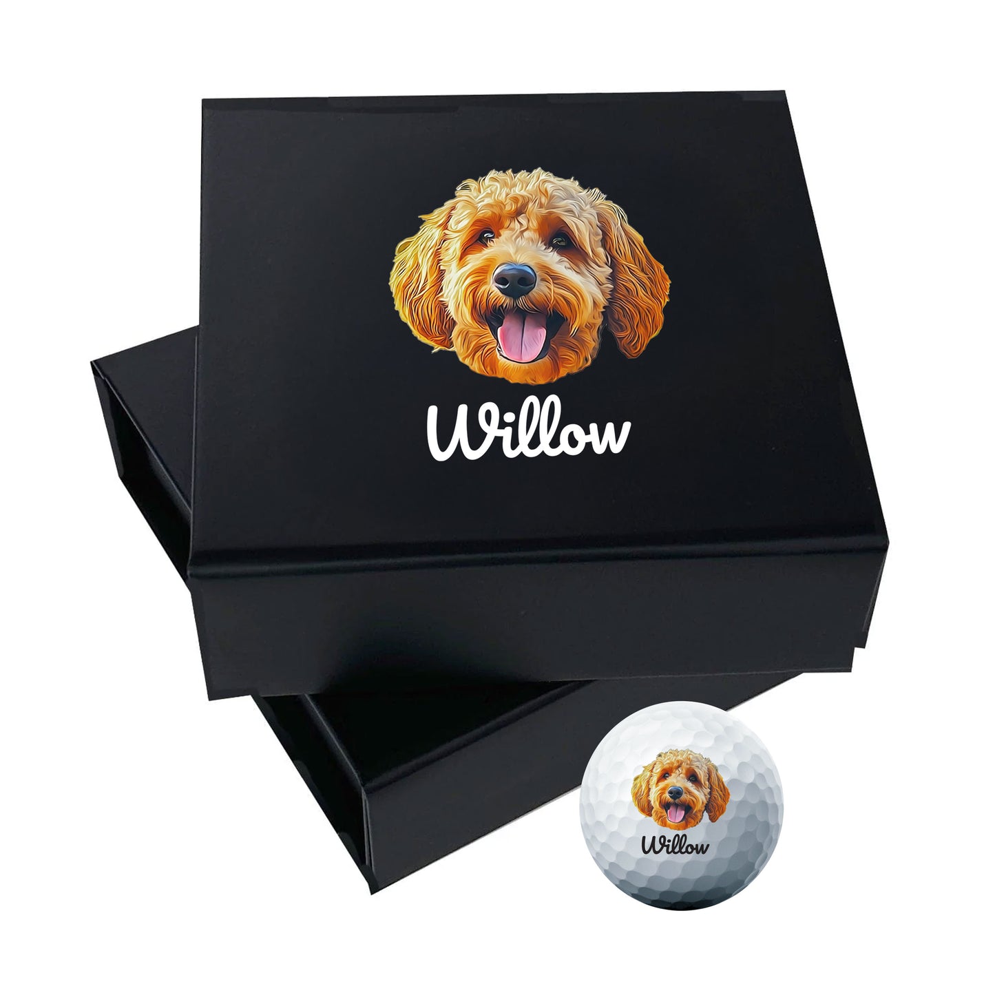Personalised Branded 9 Golf Ball Set in Customised Box - Golfer's Gift, Father's Day, Wedding Favour, Birthday, Valentines, Pet Photo Text Logo