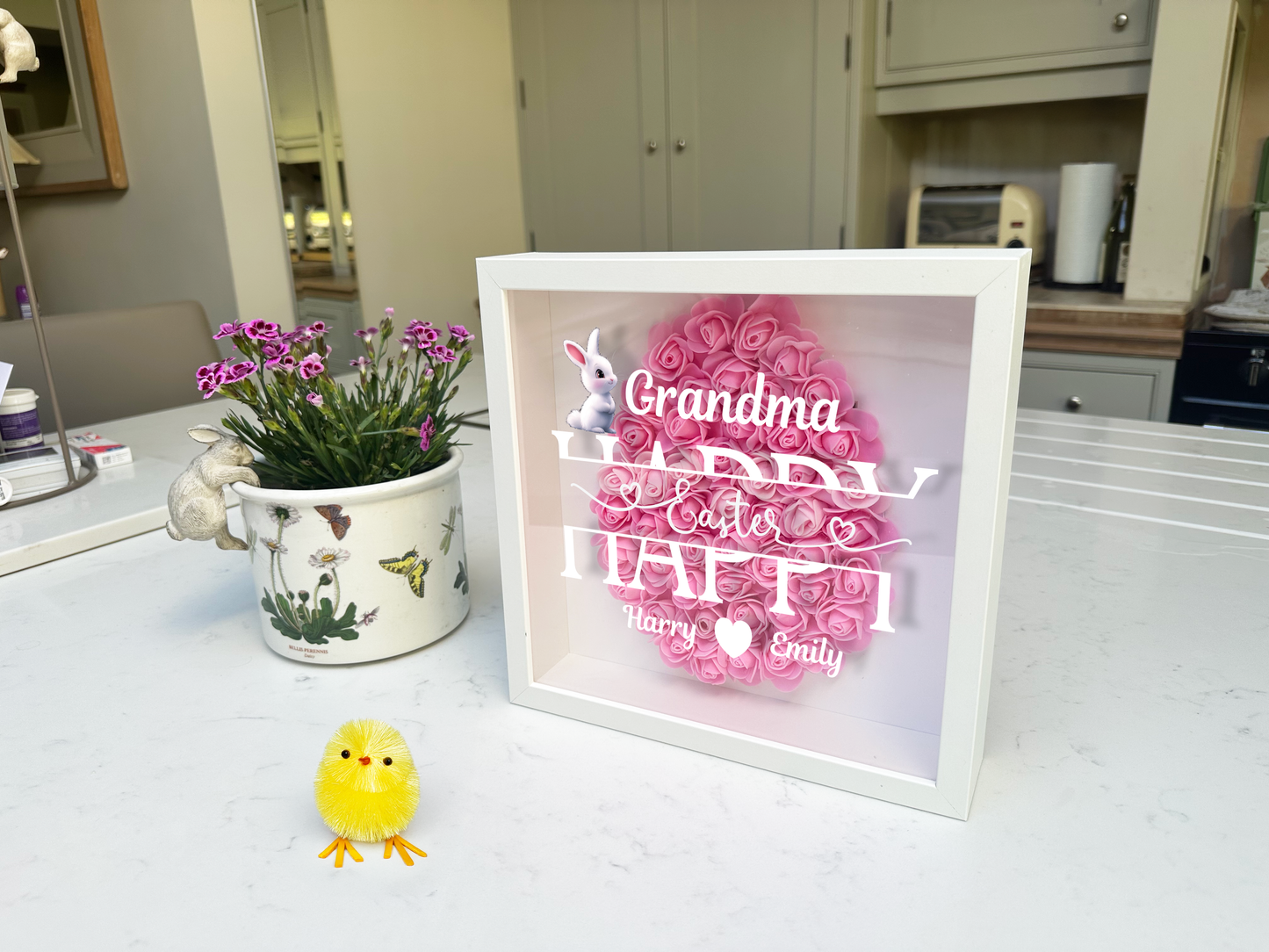 Personalised Framed Flower Floral Heart Easter Custom Keepsake Unique Gift Shadow Box Frame