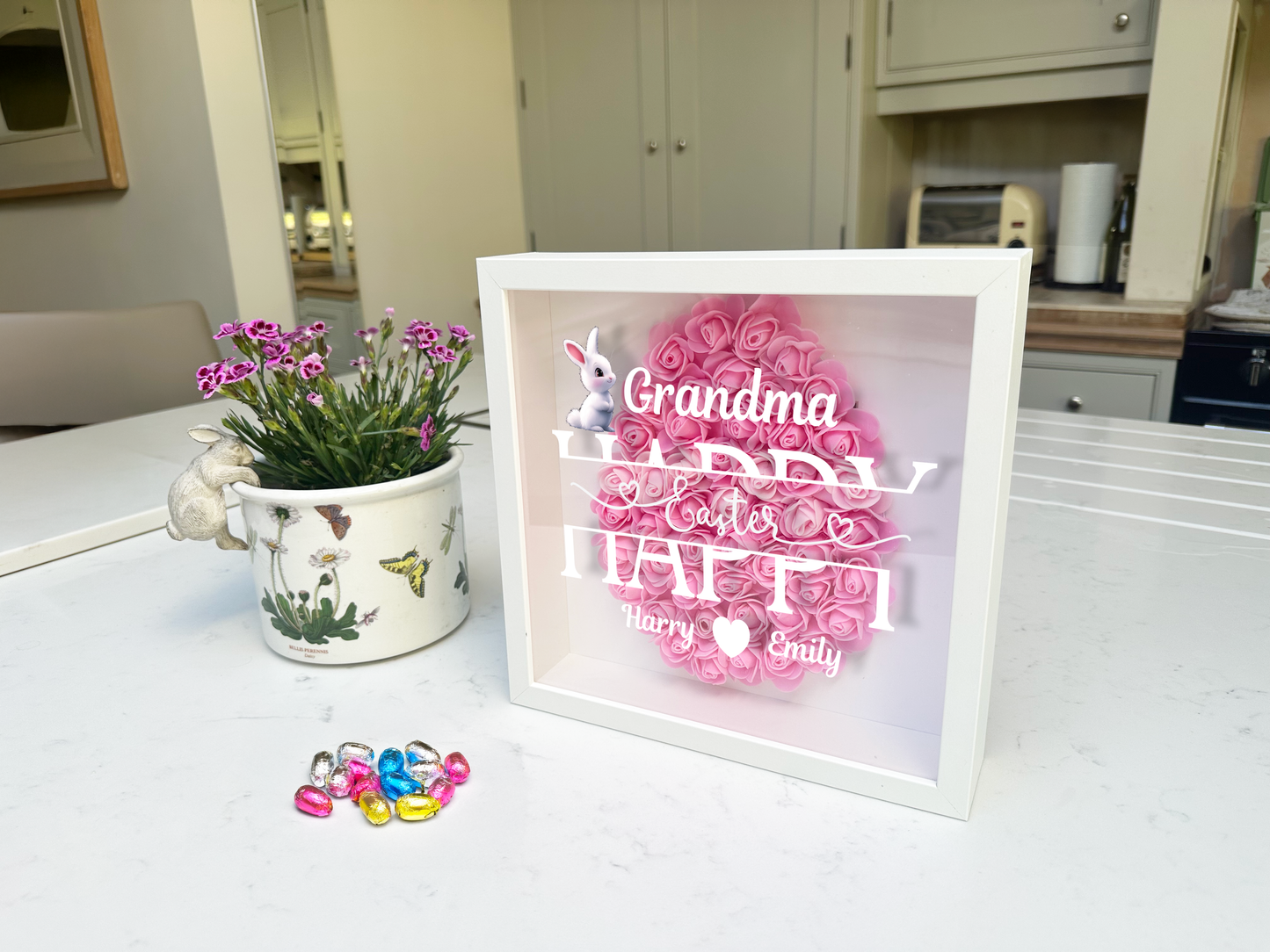 Personalised Framed Flower Floral Heart Easter Custom Keepsake Unique Gift Shadow Box Frame
