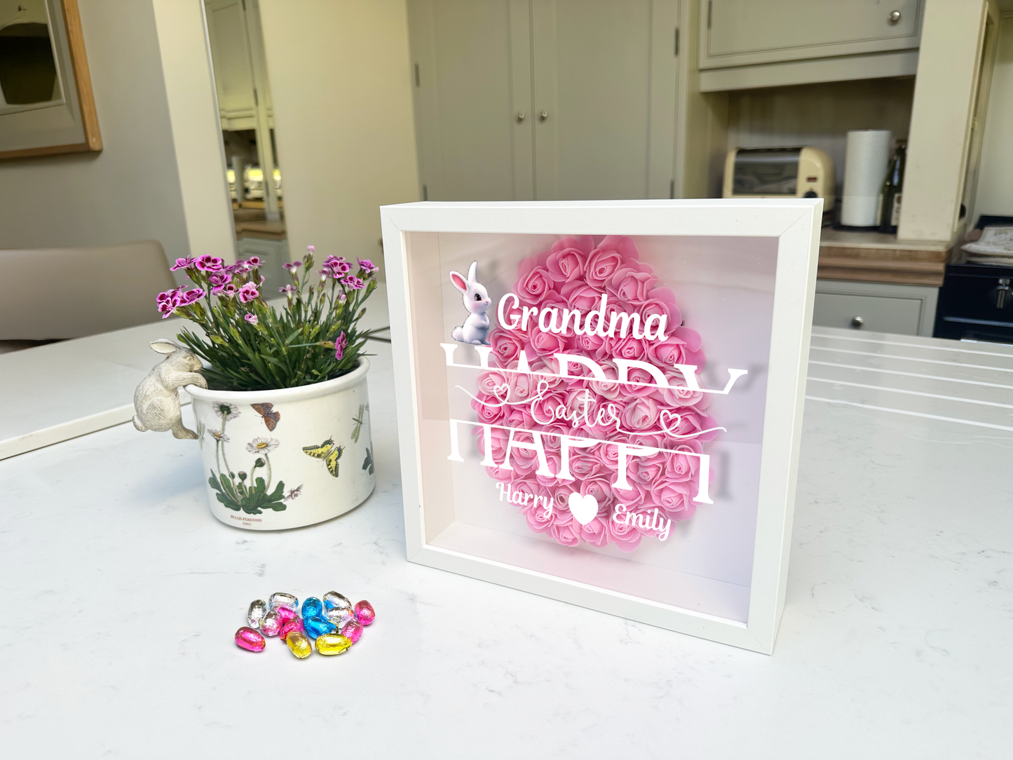 Personalised Framed Flower Floral Heart Easter Custom Keepsake Unique Gift Shadow Box Frame